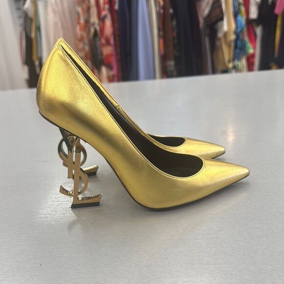 Saint Laurent Metallic Gold Heels - Picture 5 of 8